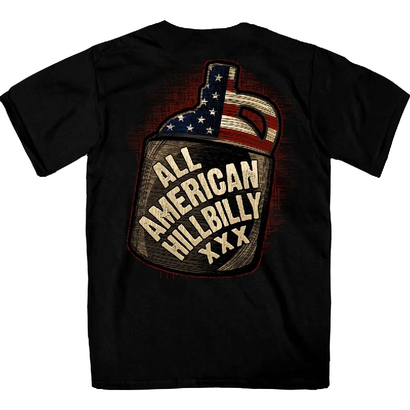 Fashionable Tops Hot Leathers GMD1517 Men's Black All American Hillbilly Double Sided T-Shirt