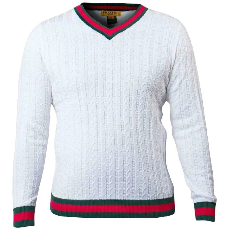 Sporty Sweaters Prestige White Green Red Cardigan Sweater