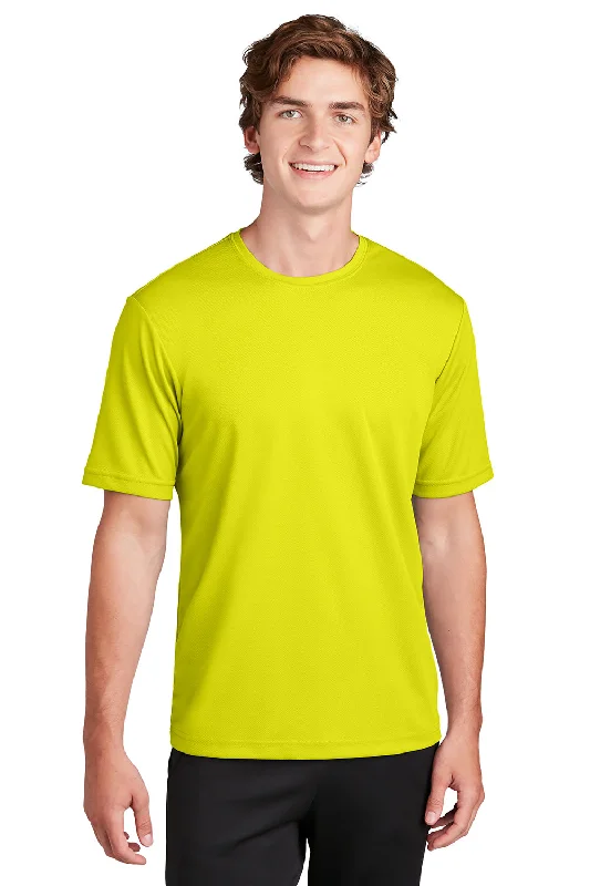 Casual Tops Sport-Tek Mens RacerMesh Moisture Wicking Short Sleeve Crewneck T-Shirt - Neon Yellow