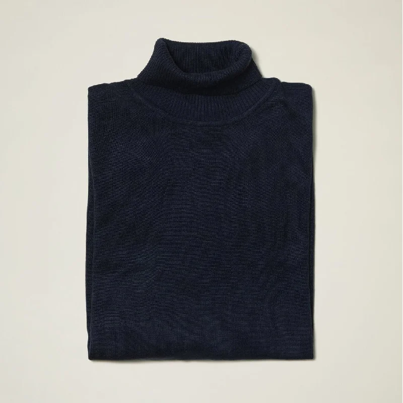 Trendy Sweatshirts Inserch Navy Turtleneck Sweater - SYM