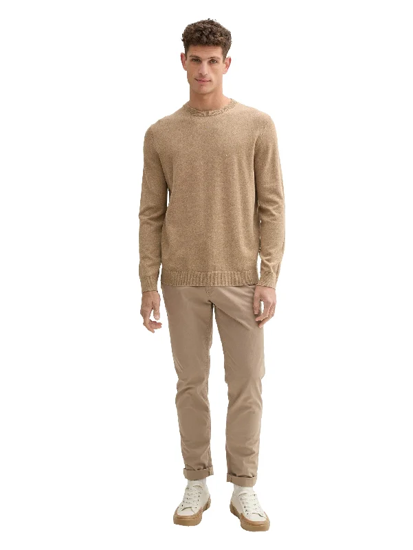 Street Styles Tom Tailor Beige Basic Round Neck Sweater