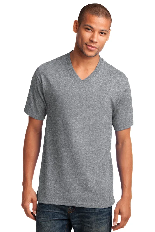 Functional Shirts Port & Company Mens Core Short Sleeve V-Neck T-Shirt - Heather Grey