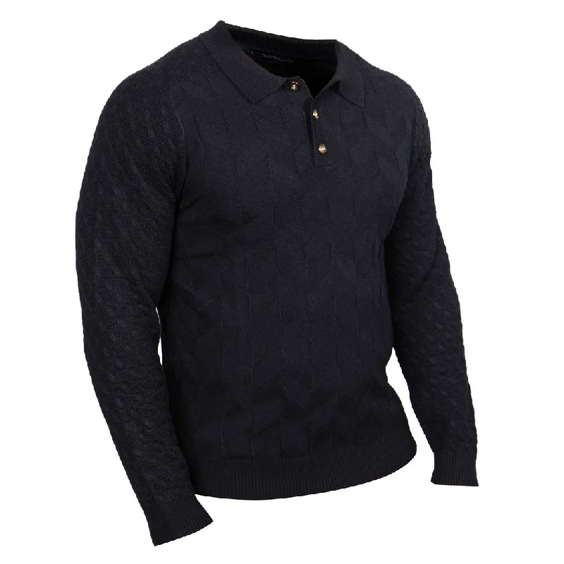 Urban Accessories Prestige Black Textured Luxury Polo Sweater SW-287