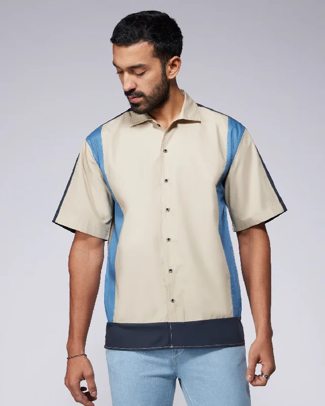 Comfort Tops Beige Half-Sleeve Cut & Sew Shirt