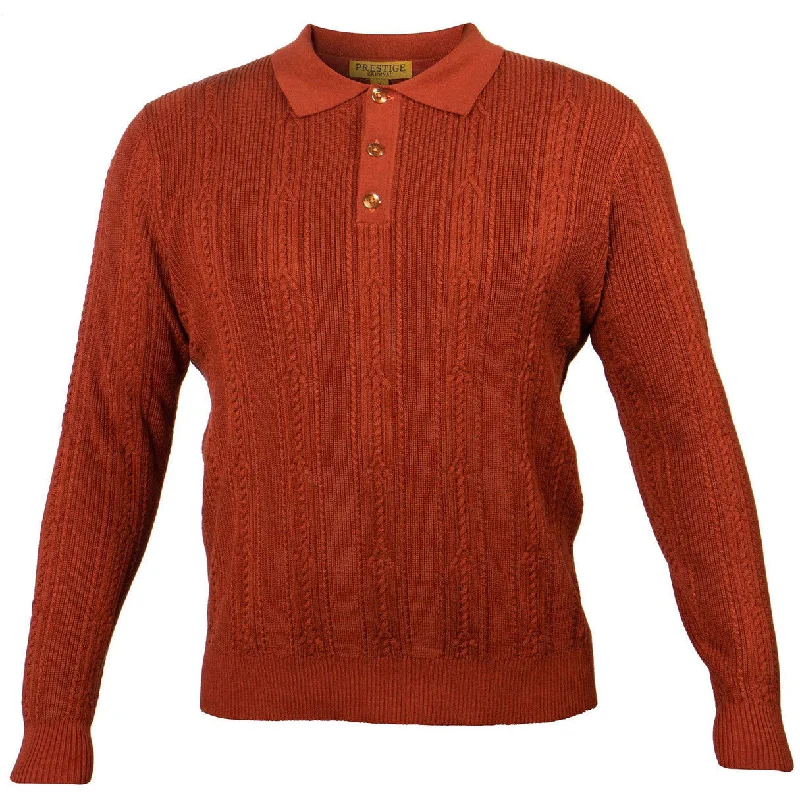 Classic Shirts Prestige Rust Polo Cable Shirt Sweater