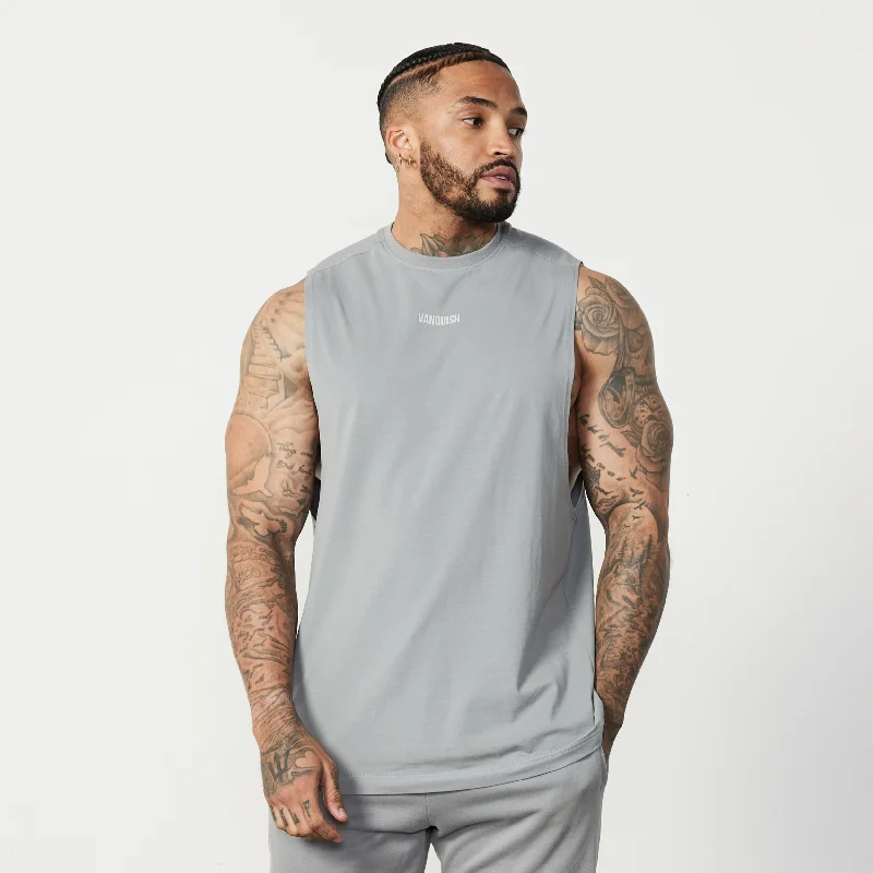 Smart Sweaters Vanquish Essential Steel Grey Oversized Sleeveless T Shirt