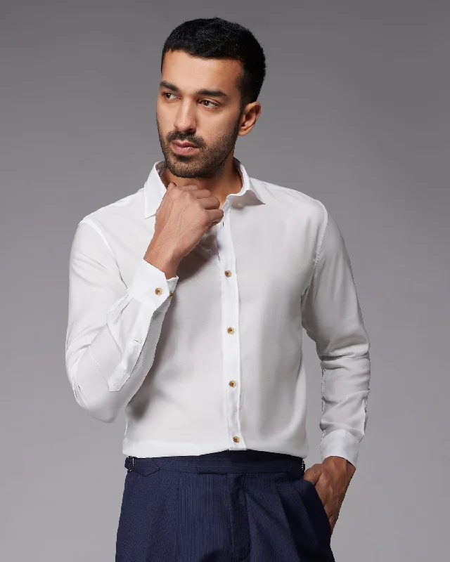 Cozy Outerwear White Lyocell Twill Shirt