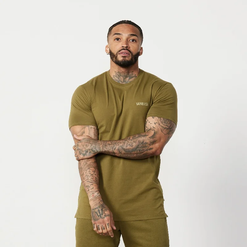 Relaxed Jeans Vanquish Essential Olive Green Slim Fit Short Sleeve T Shirt