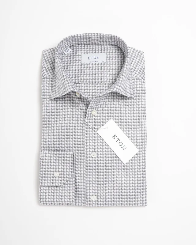 Stylish Outerwear King Twill Houndstooth Contemporary Shirt