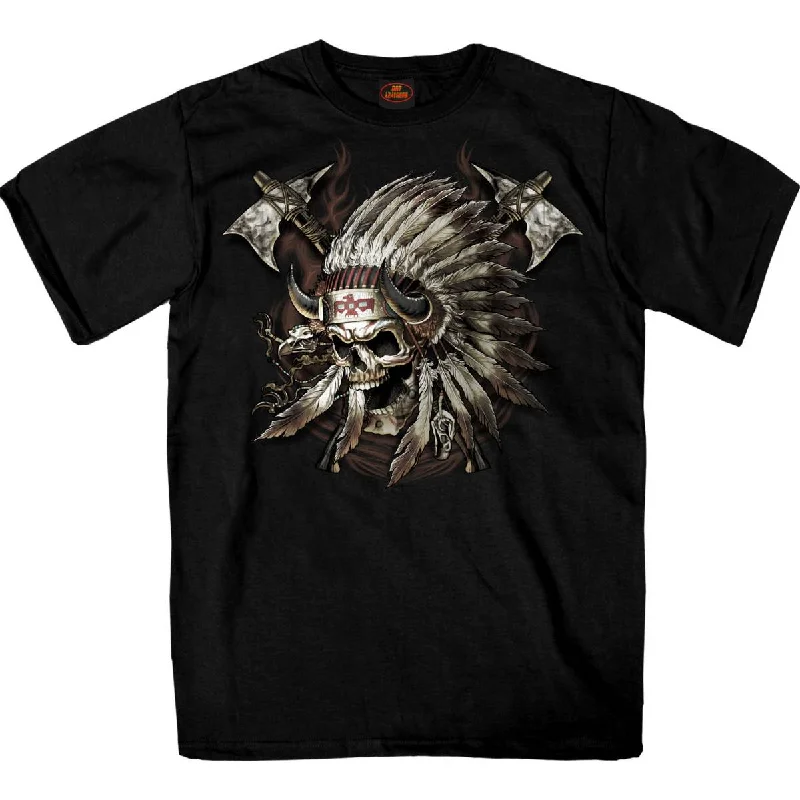 Athletic Pants Hot Leathers GMS1550 Men's Black SS JP Indian Chief Skull Printed T-Shirt