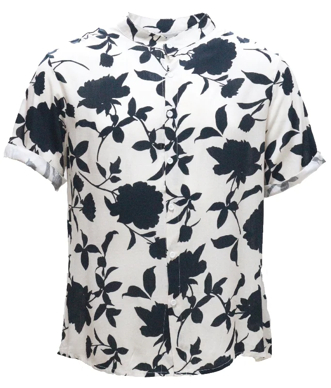 Sleek Tops Mens S/Slvs Printed Shirts With Round Neck Collar