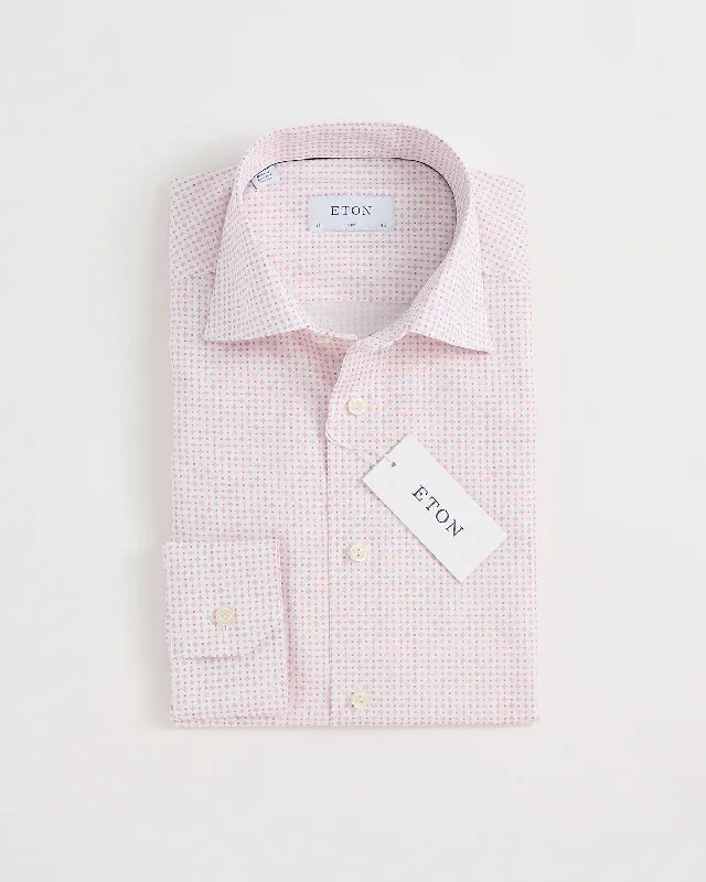 Smart Sweaters Micro Pattern Print Pink Slim Shirt