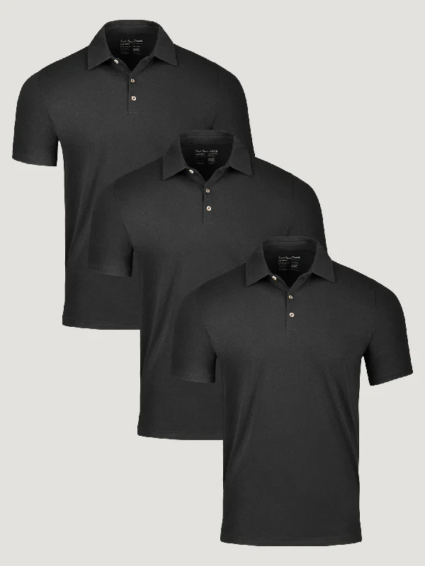 Relaxed Footwear All Black Polo 3-Pack