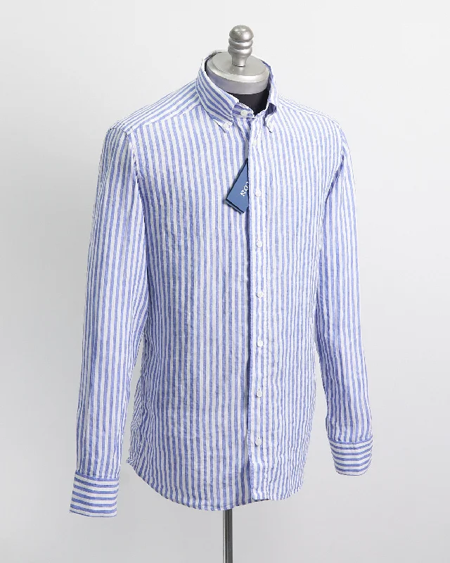 Simple Hoodies Striped Linen Slim Shirt