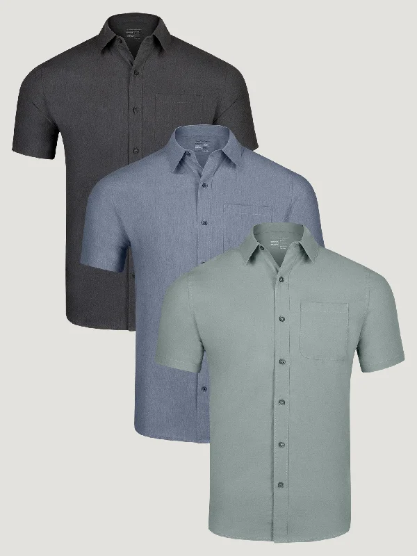 Comfort Jeans Short Sleeve Stretch Button Up Essentials 3-Pack