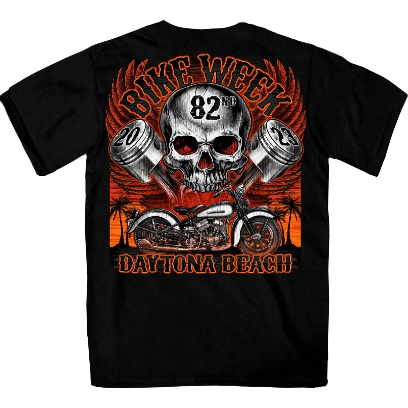 Casual Jackets Hot Leathers EDM1188 Men's 2023 Daytona Bike Week Skull Pistons Black T-Shirt