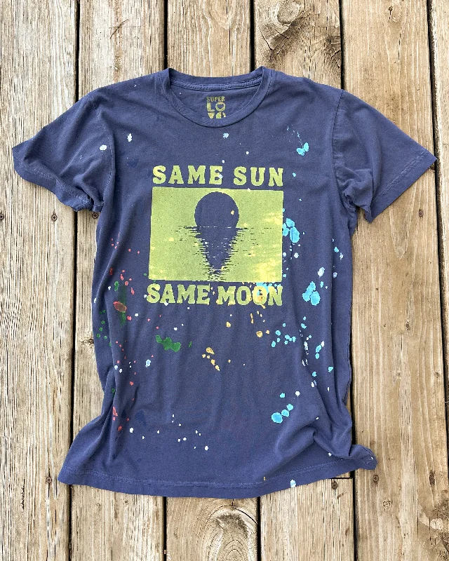 Practical Shirts Same Sun, Same Moon - Navy Unisex Splatter Tee