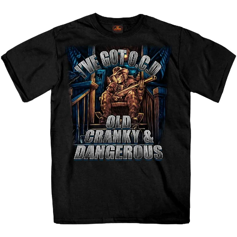 Relaxed Tops Hot Leathers Men's OCD Old Cranky and Dangerous Mens Black T-Shirt GMS1543