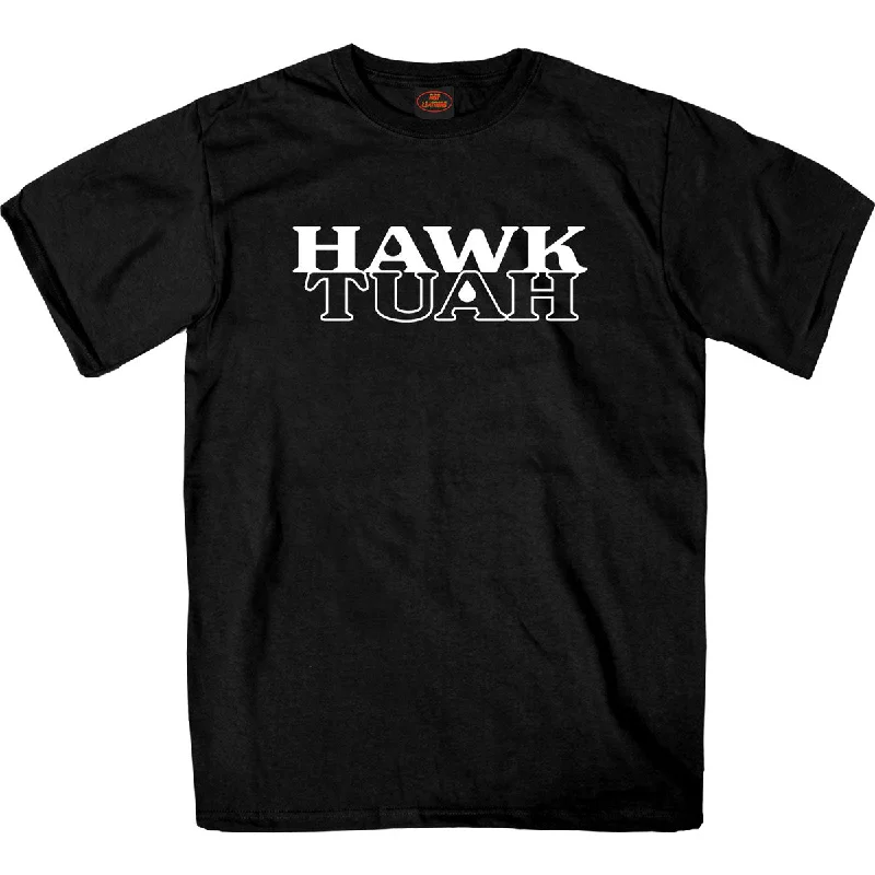 Stylish Outerwear Hot Leathers GMS1557 Men's 'Hawk Tuah' Black Short Sleeve Printed T-Shirt