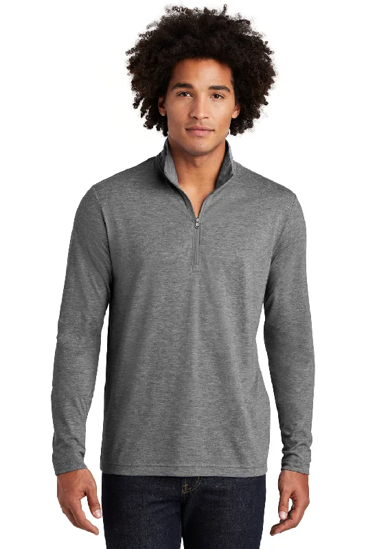 Bold Shirts Sport-Tek Mens Moisture Wicking 1/4 Zip Sweatshirt - Heather Dark Grey