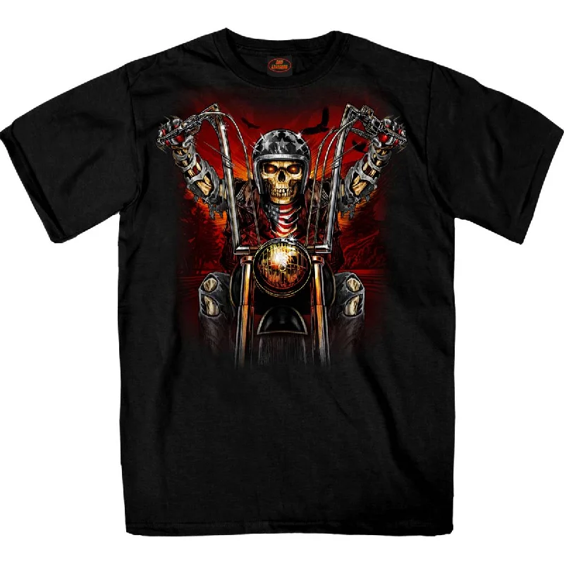 Functional Pants Hot Leathers GMS1551 Men's Black Skull Rider Printed T-Shirt