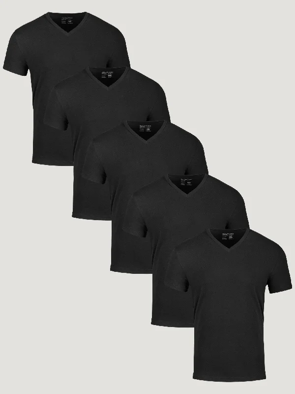 Warm Layers All Black V-Neck 5-Pack