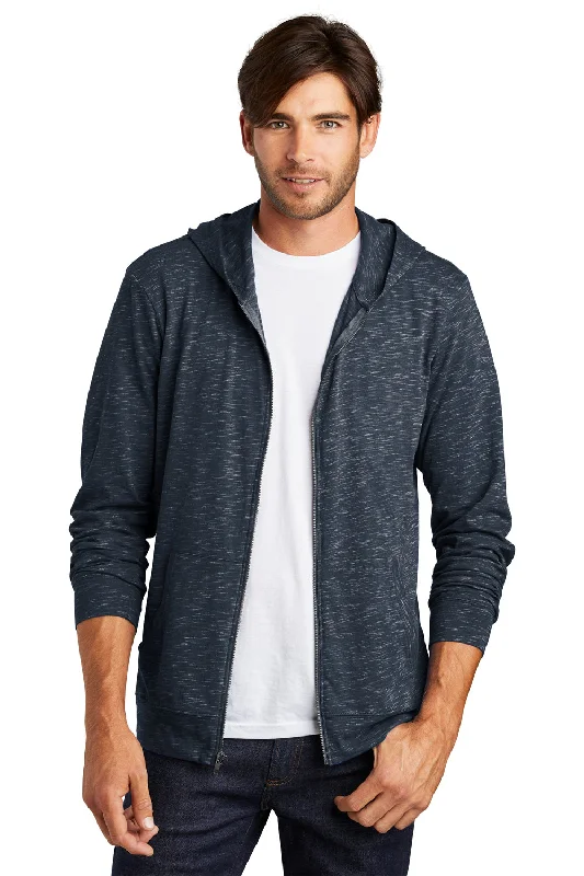 Cool Shorts District Mens Medal Full Zip Hooded Sweatshirt Hoodie w/ Pockets - New Navy Blue