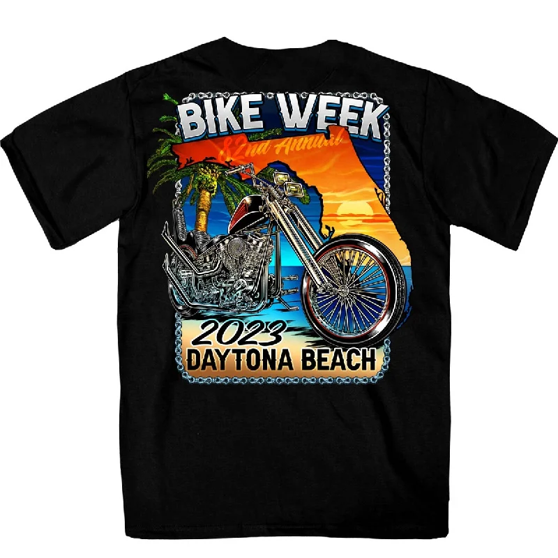 Comfortable Bottoms Hot Leathers EDM1186 Men's 2023 Daytona Bike Week Florida Chopper Black T-Shirt