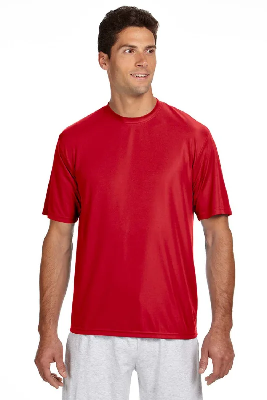 Bold Shirts A4 Mens Performance Moisture Wicking Short Sleeve Crewneck T-Shirt - Scarlet Red