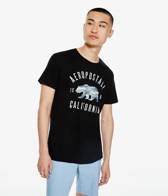 Relaxed Tops Aeropostale Mens Camo Bear Graphic Tee