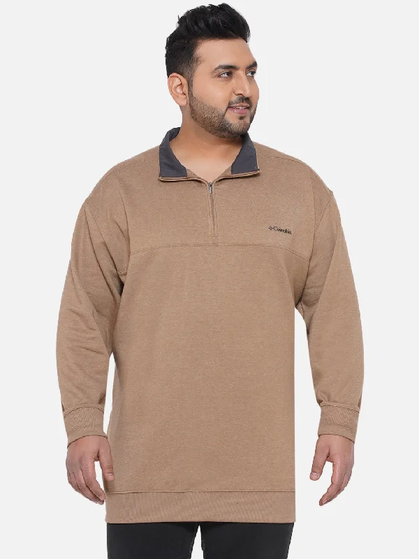 Relaxed Jeans Columbia - Plus Size Men's Regular Fit Cotton Beige Solid Casual Sweatshirt