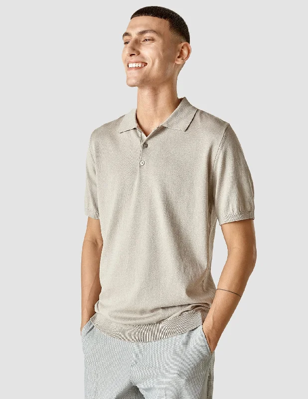 Modern T-shirts Silk / Cotton Short Sleeve Polo Light Grey