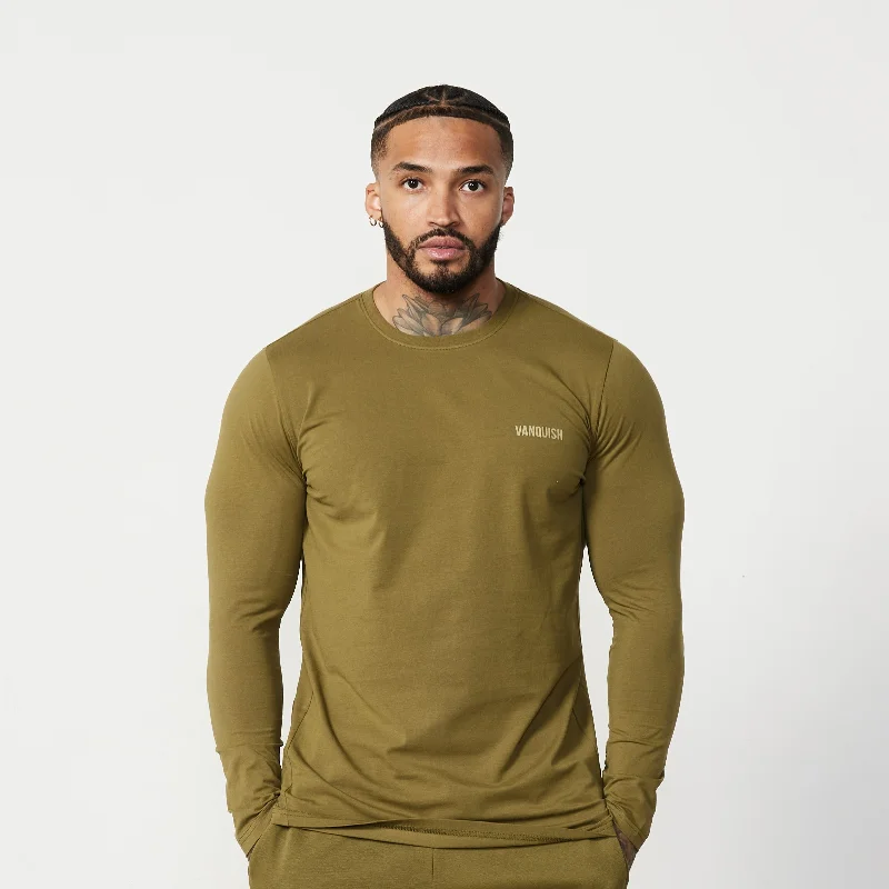 Fashionable Tops Vanquish Essential Olive Green Slim Fit Long Sleeve T Shirt