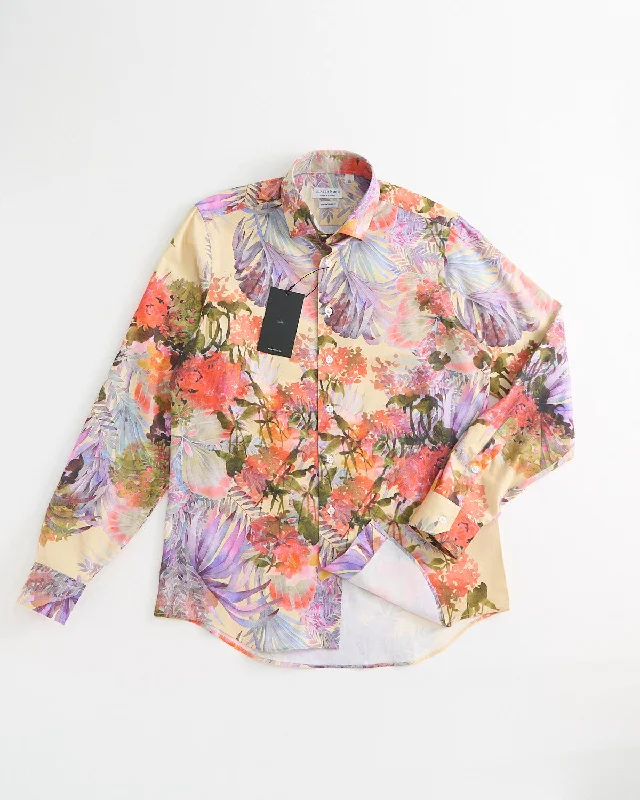 Stylish Shorts Watercolour Floral Long Sleeve Cotton Shirt