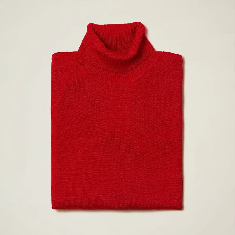 Trendy Outerwear Inserch Red Turtleneck Shirt Sweater