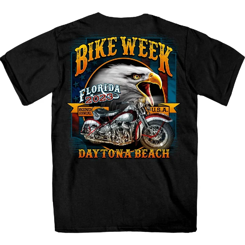 Trendy Shorts Hot Leathers EDM1184 Men's 2023 Daytona Beach Bike Week Eagle Bike Black T-Shirt