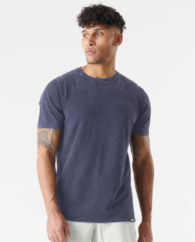 Comfortable Shirts Aviation Tee Split-Hem Washed Ink