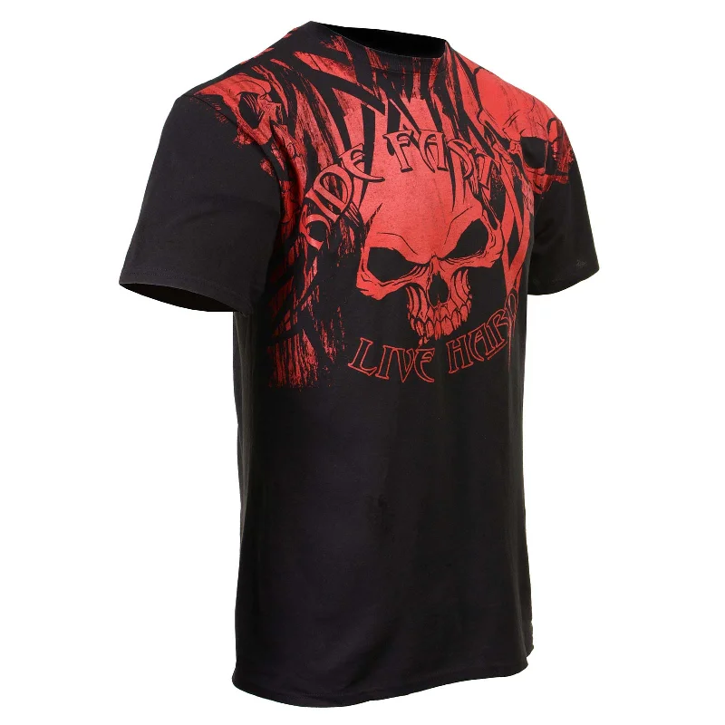 Functional Shirts Milwaukee Leather MPMH116002 'Over the Top, Ride Fast- Live Hard' Black T-Shirt