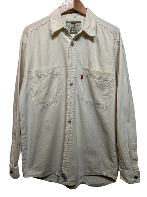 Warm Outerwear Levi's White Long Sleeved Shirt (Size XL)