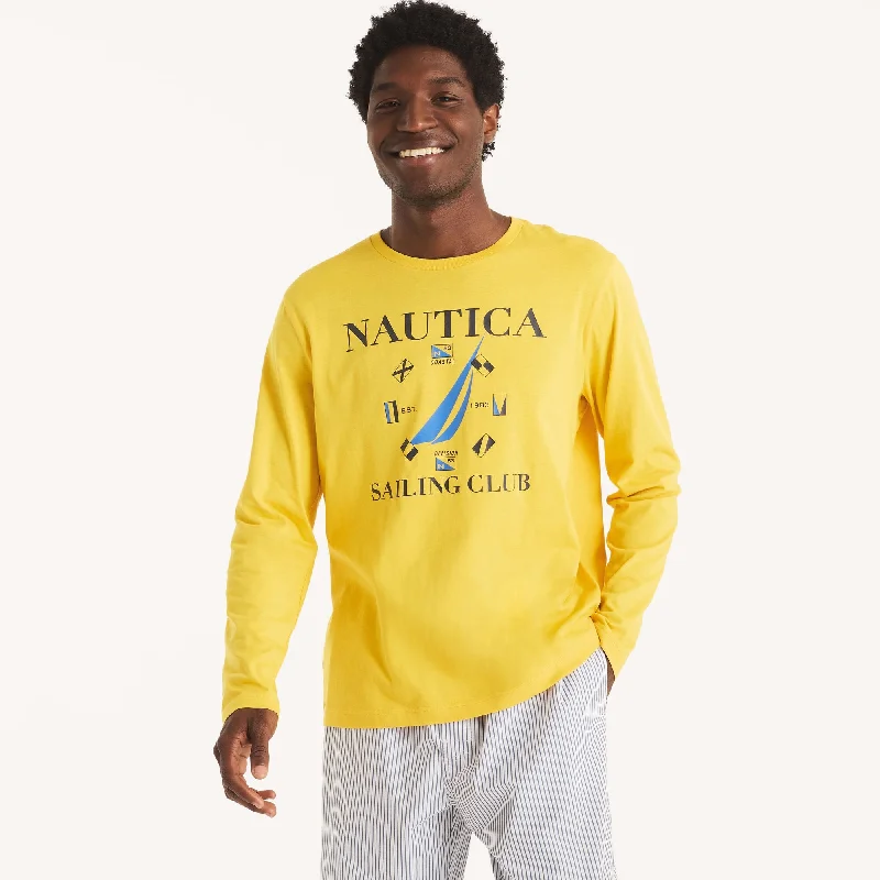 Trendy Jeans Nautica Mens Sailing Club Long-Sleeve Sleep T-Shirt