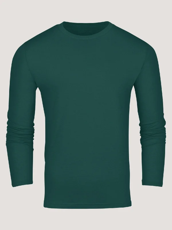 Comfortable Bottoms Dark Emerald Long Sleeve Crew Neck