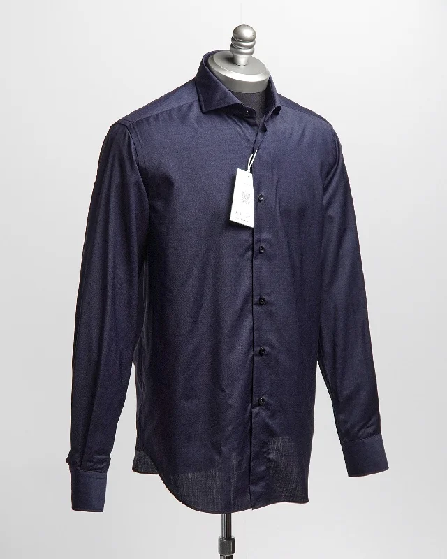 Comfortable Shirts Navy Luxe Lightweight Merino Wool Dress Shirt