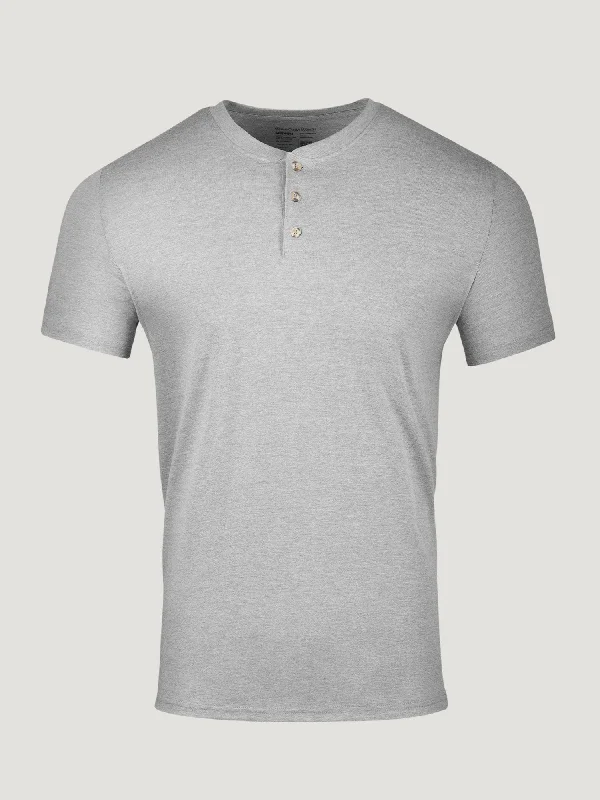 Fashionable T-shirts Heather Grey Short Sleeve Henley