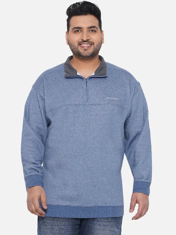 Urban Tops Columbia - Plus Size Men's Regular Fit Cotton Light Blue Solid Casual Sweatshirt