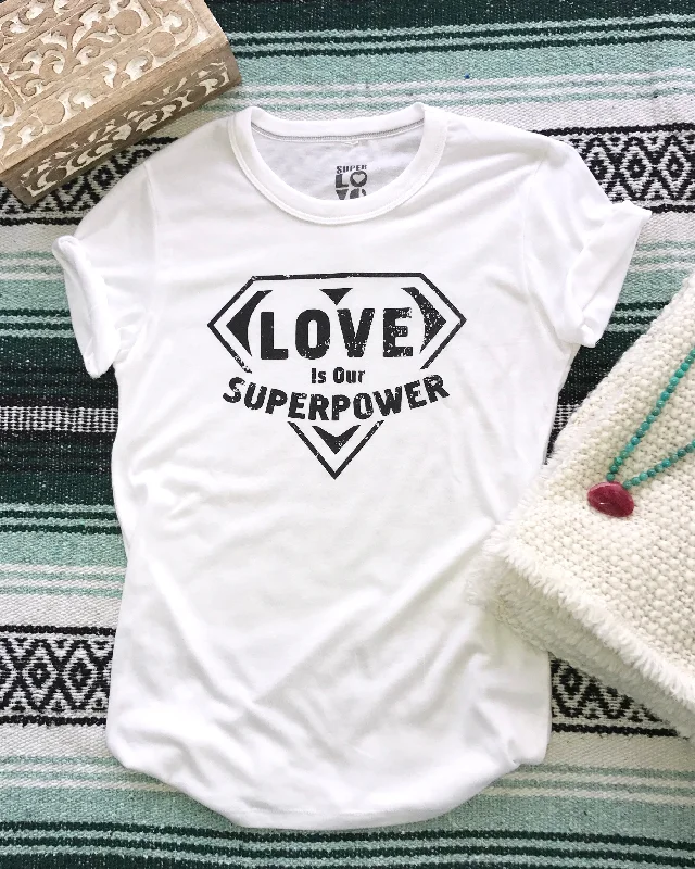 Versatile Shorts Love Is Our Super Power - White Soft Unisex Tee