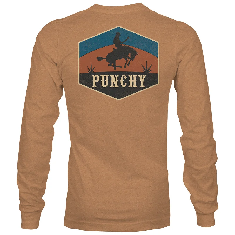 Sporty Bottoms "Ranchero" Long Sleeve T-shirt Sienna Heather w/Orange & Blue Logo