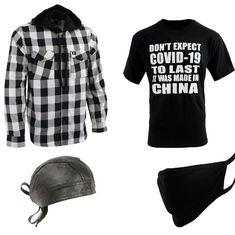 Classic Pants Men’s Box-2 Bundle Pack with Flannel Hoodie, Printed T-Shirt, Skull Cap and Face Mask