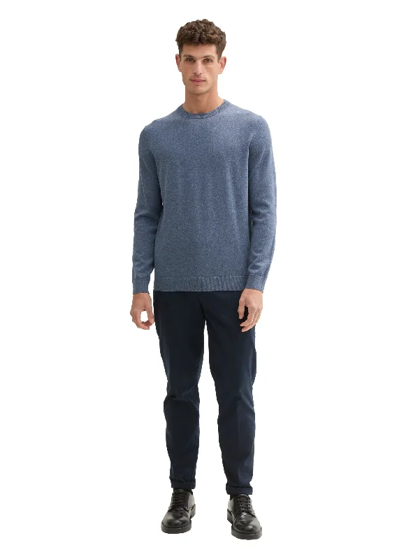 Trendy Pants Tom Tailor Blue Grey Basic Round Neck Sweater