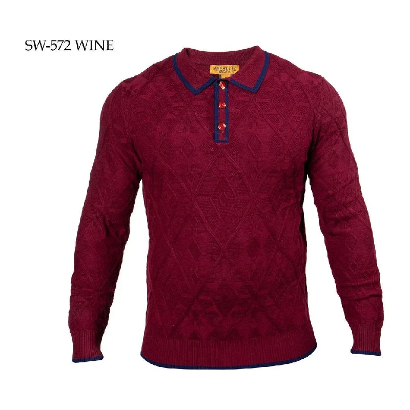 Casual Jackets Prestige Burgundy Wine Navy Polo Sweater SW-572-WINE