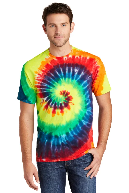 Cool Pants Port & Company Mens Tie-Dye Short Sleeve Crewneck T-Shirt - Rainbow